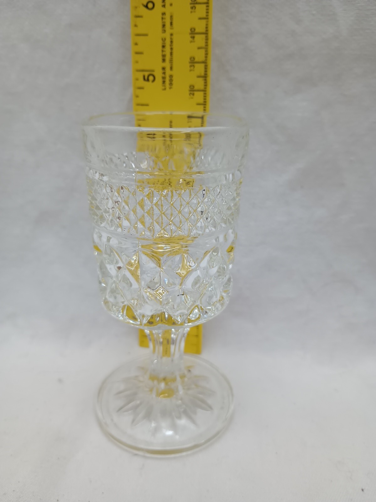 WEXFORD Glass Diamond Cut Design Juice Wine Water Stem Goblet WEXFORD Glass Diamond Cut Design Juice Wine Water Stem Goblet