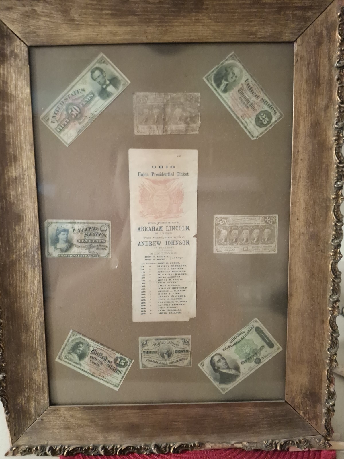 Original 1864 Abraham Lincoln And Andrew Johnson Ohio Presidential Ticket...