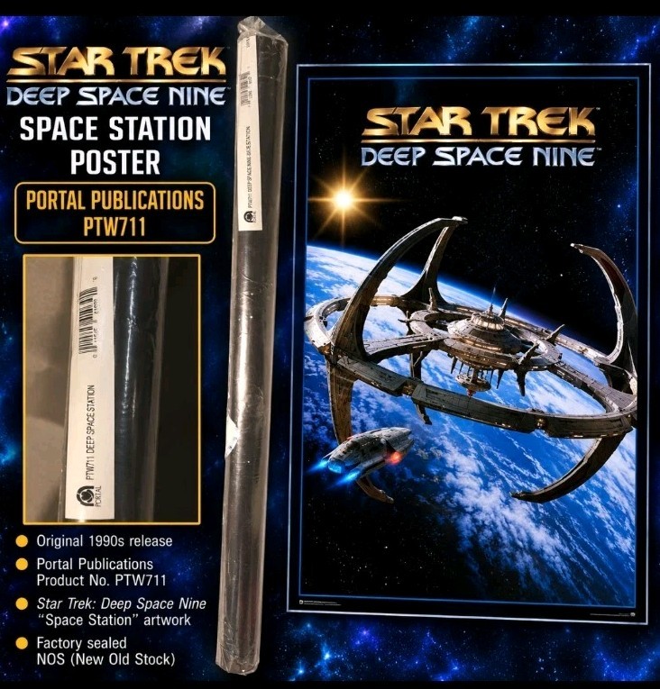 Vintage Star Trek Deep Space 9 Space Station poster, PTW711, sealed. Wormhole