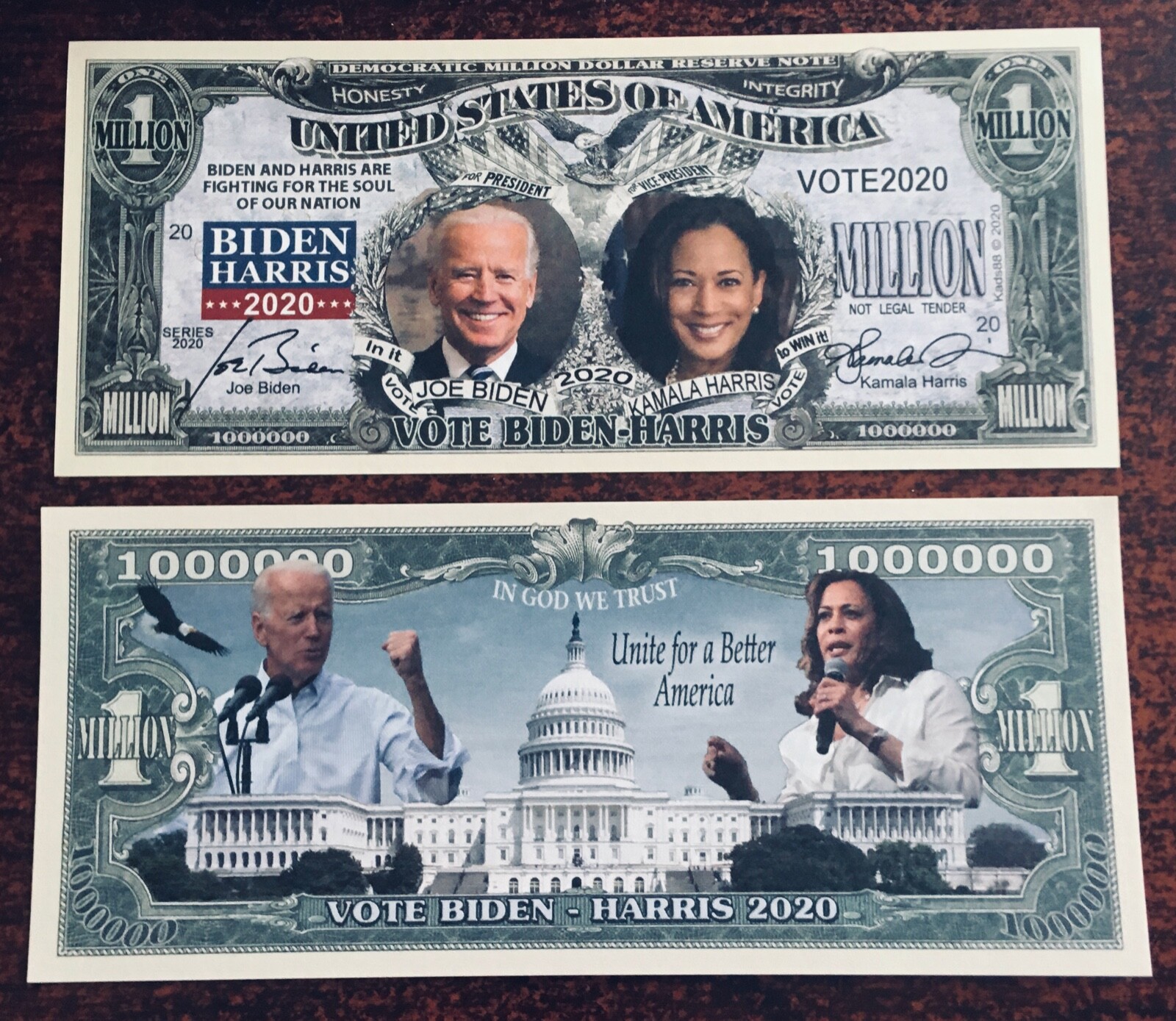 2020 Biden/Harris Novelty notes with  within the USA