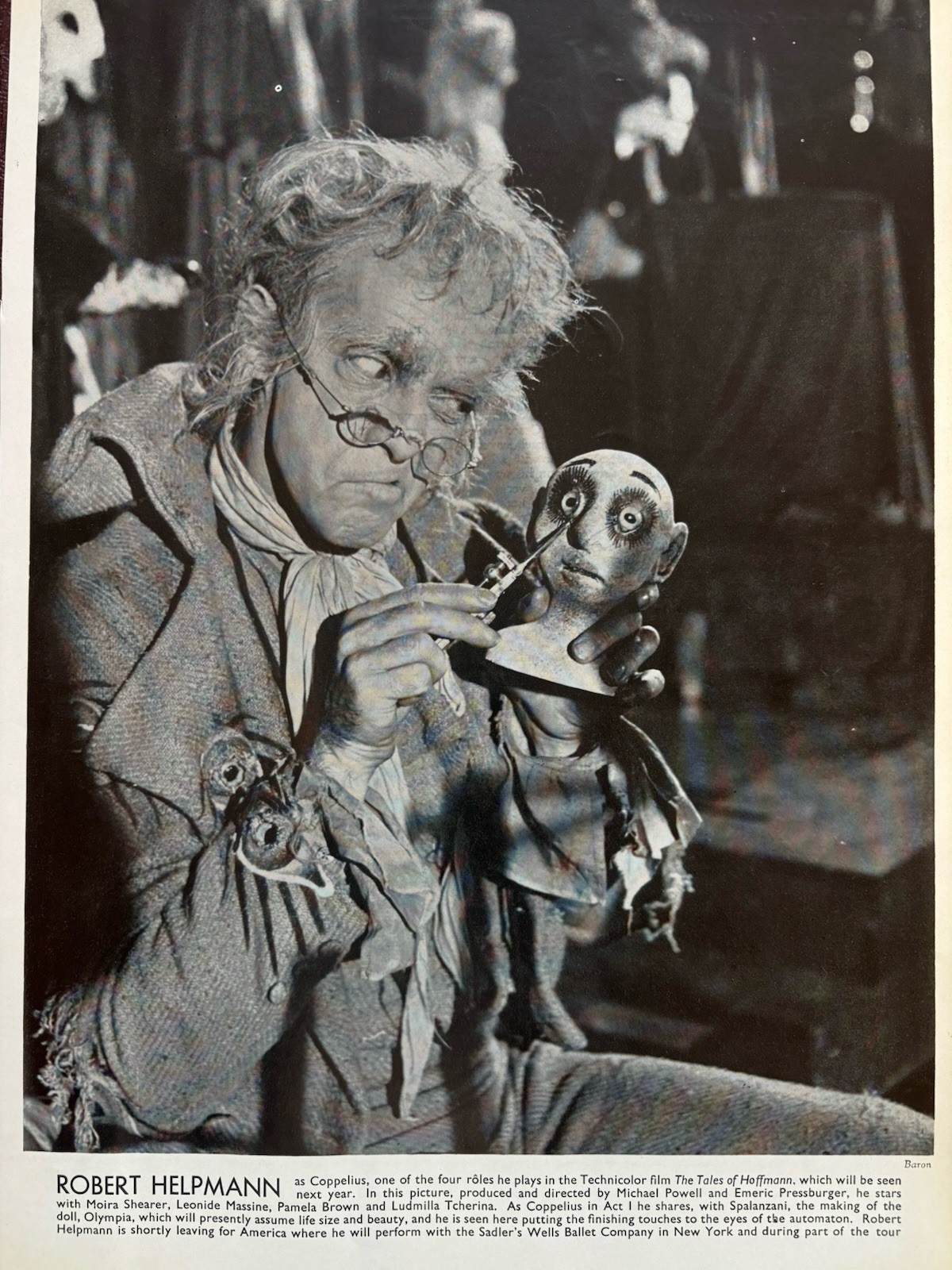 Robert Helpmann Ballet Dancer Actor Coppelius The Tales of Hoffmann Tatler 1950