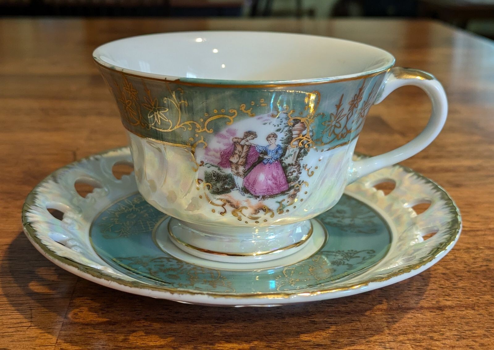 Vintage Empress by Haruta Japan Lusterware Teacup & Saucer Set Pearlized with...
