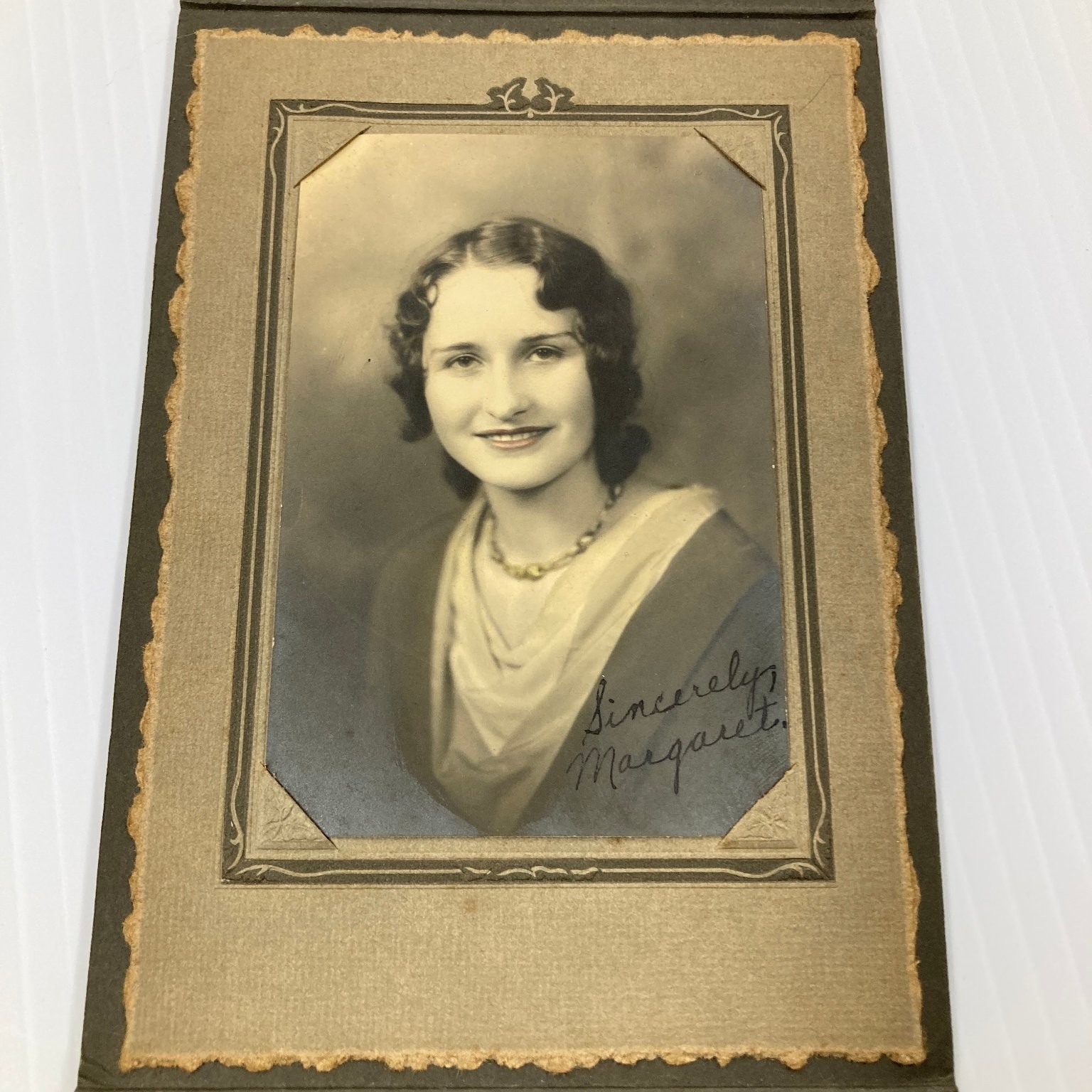 Vintage Studio Portrait Photograph 1920s Woman Signed Margaret Penny