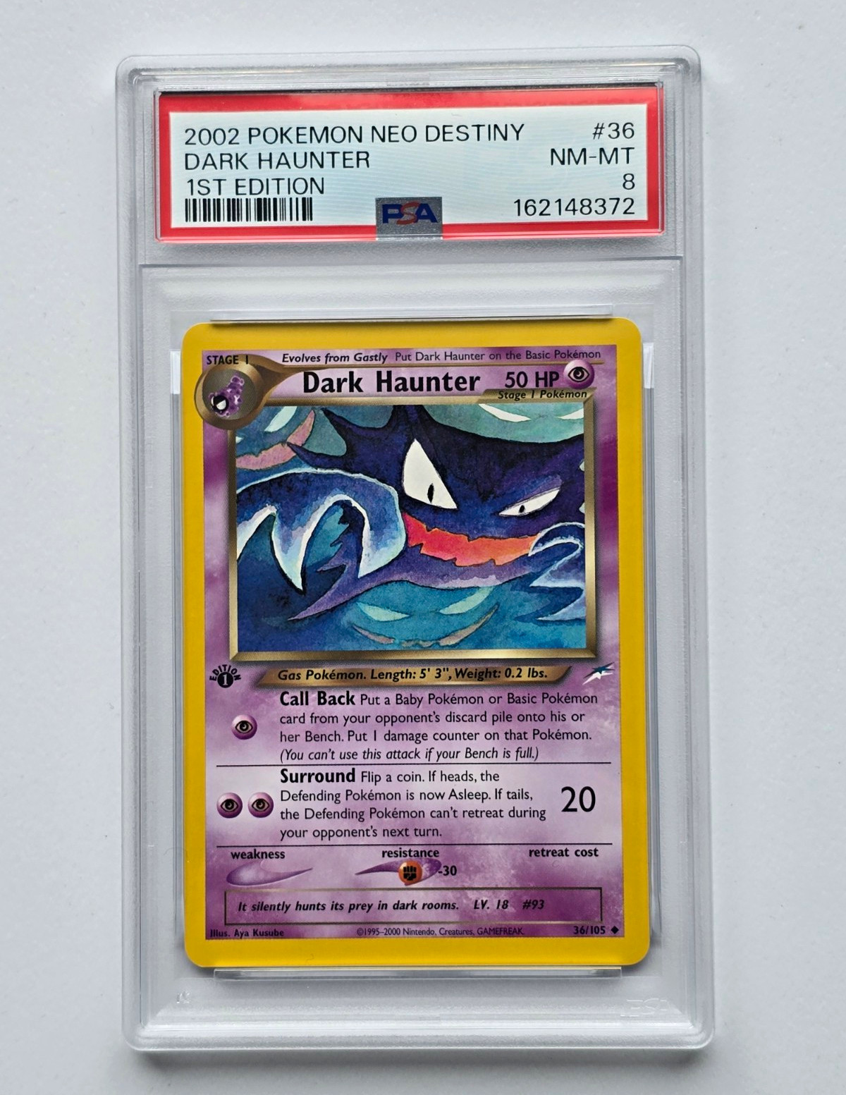 Pokemon Dark Haunter 36/105 - 1st Edition - PSA 8 Pokemon Dark Haunter 36/105 - 1st Edition - PSA 8