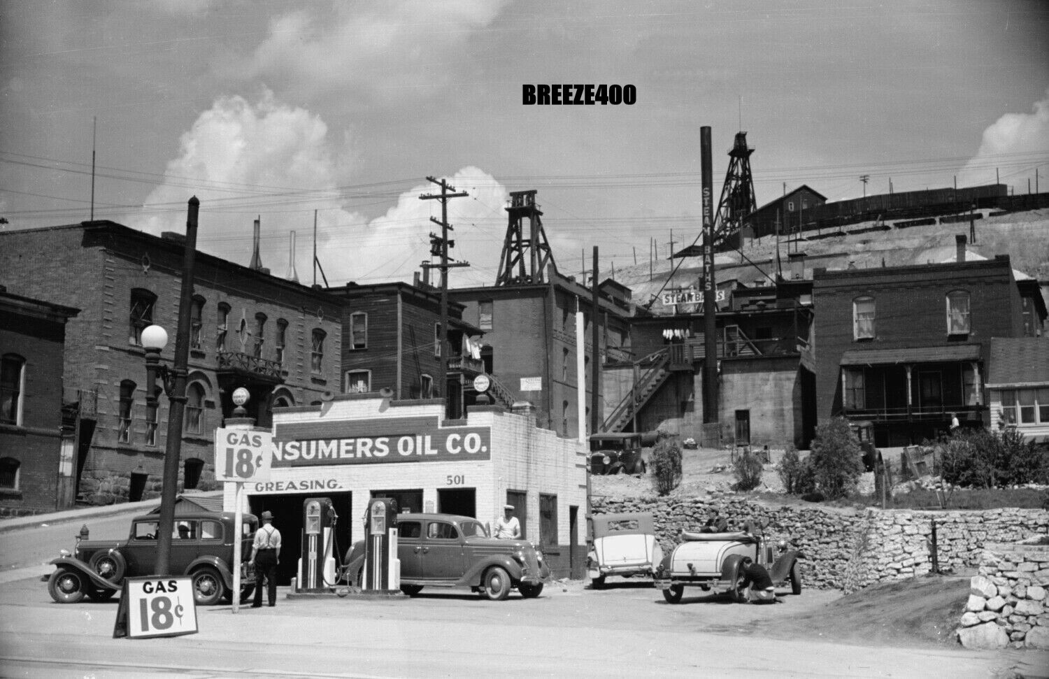 Buildings & Architecture/1930\'s BUTTE MONTANA SERVICE STATION/4x6 B&W Photo Rpt.