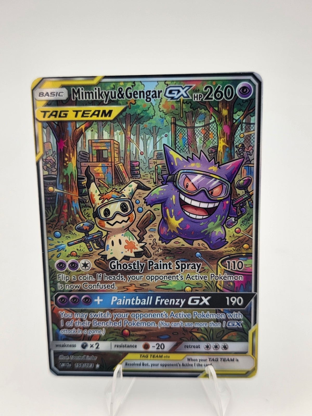 CUSTOM FAN ART Mimikyu Gengar GX Holo Card
