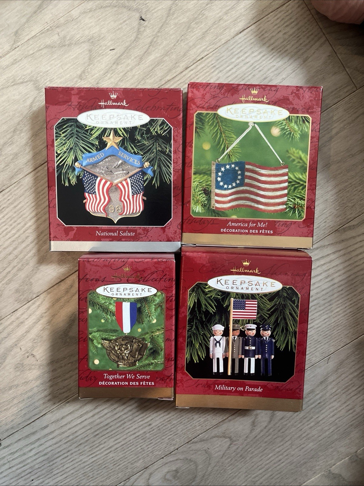 Hallmark Keepsake Lot Of 4 Patriotic Military Ornaments, Service Members, Americ
