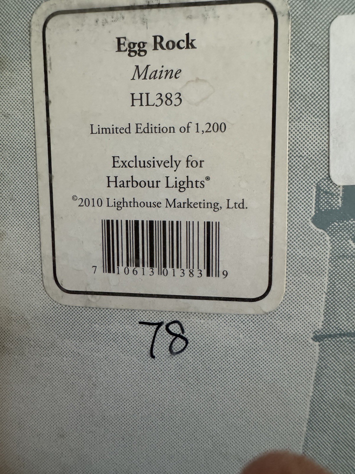 RARE Harbour Lights EGG ROCK, ME HL383 #78 of approximately 500 produced