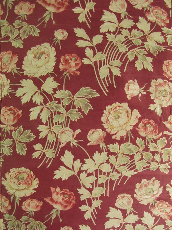 Quilt Antique French 4 poster bed fabric Arts and Crafts burgundy boutis textile