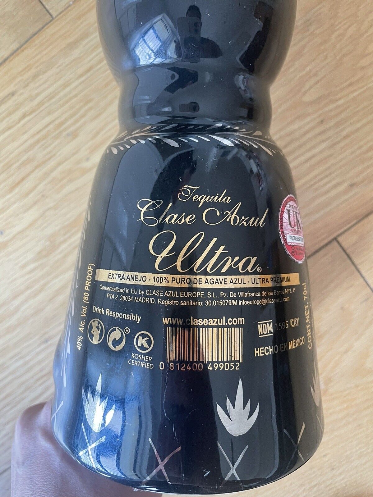 Clase Azul Ultra Extra Anejo Tequila Empty Bottle Black Platinum(no front logo )