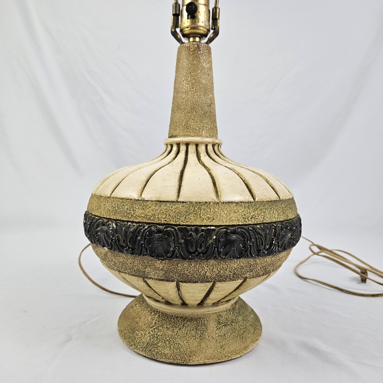 Brutalist Ceramic Table Lamp 3 Way 60\'s Textured Boho Vintage Mid-Century 