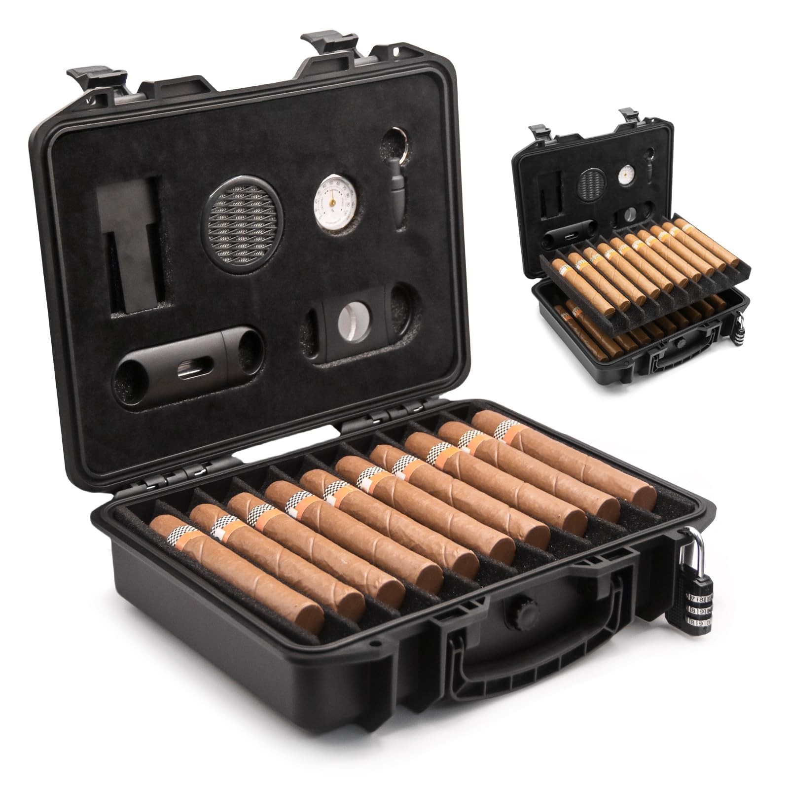INFINITKIN Cigar Travel Humidor Case, Portable Cigar Box Kit
