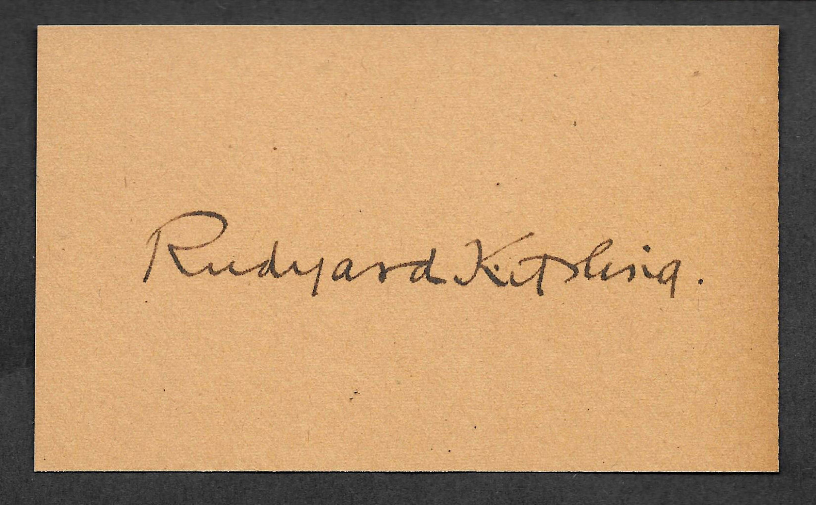 Rudyard Kipling Autograph Reprint On Genuine Original Period 1910s 3X5 Card 