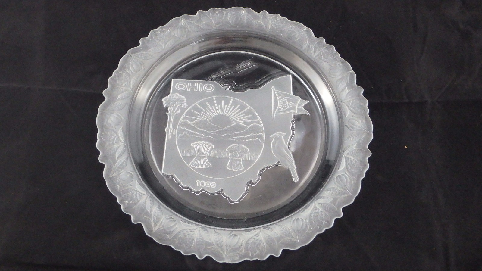 Ohio 1803 Beautiful Glass Cut Etched Collector Plate  