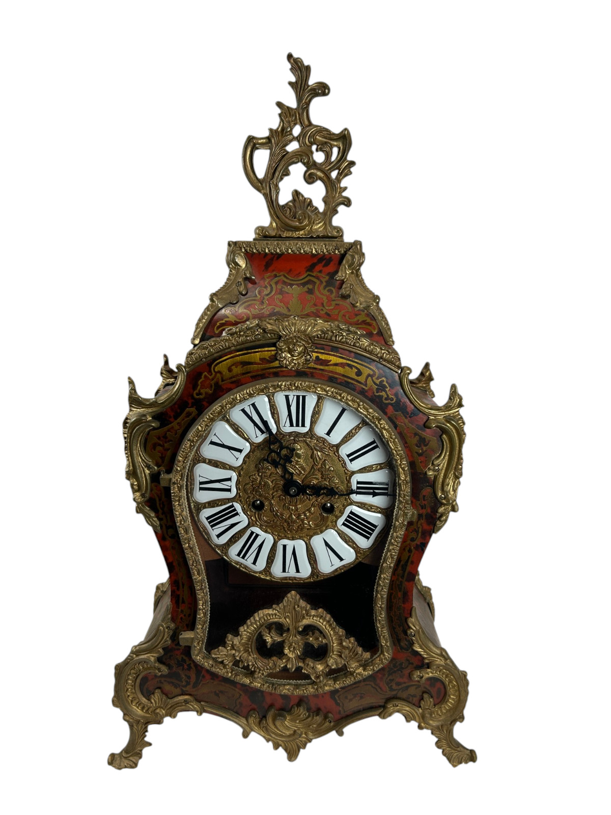 Large French Boulle Rococo Style Mantel Gilt Clock Franz Hermle German Working