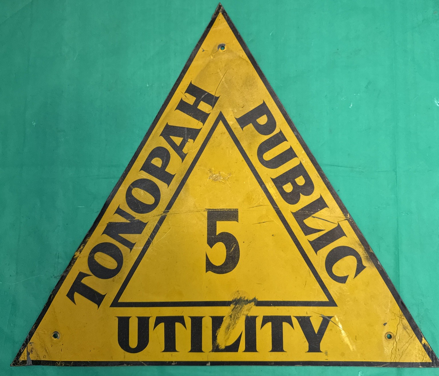 RARE ORIGINAL 1940s-50s “TONOPAH UTILITY TRUCK DOOR SIGN”CASINO GOLDFIELD NEVADA