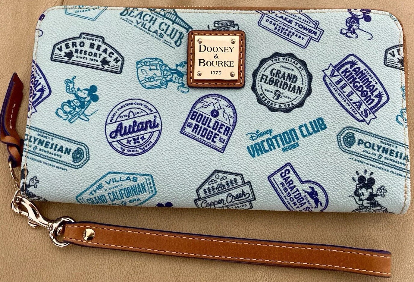 Dooney Bourke Blue Mickey Mouse Disney Parks Vacation Resort Travel Large Wallet