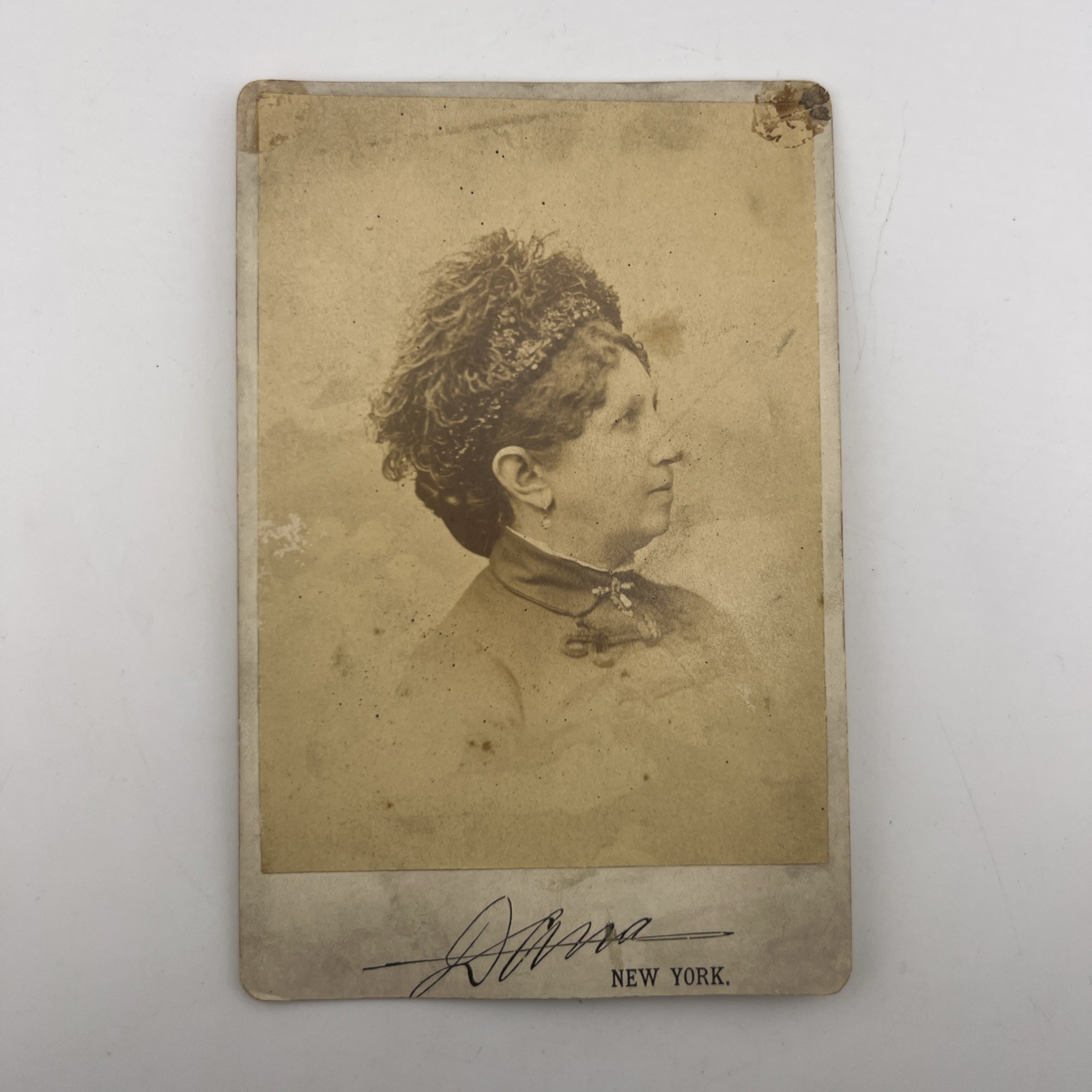 Antique 1890s Cabinet Card Photo Mrs M Negus - NY Maritime History Portrait
