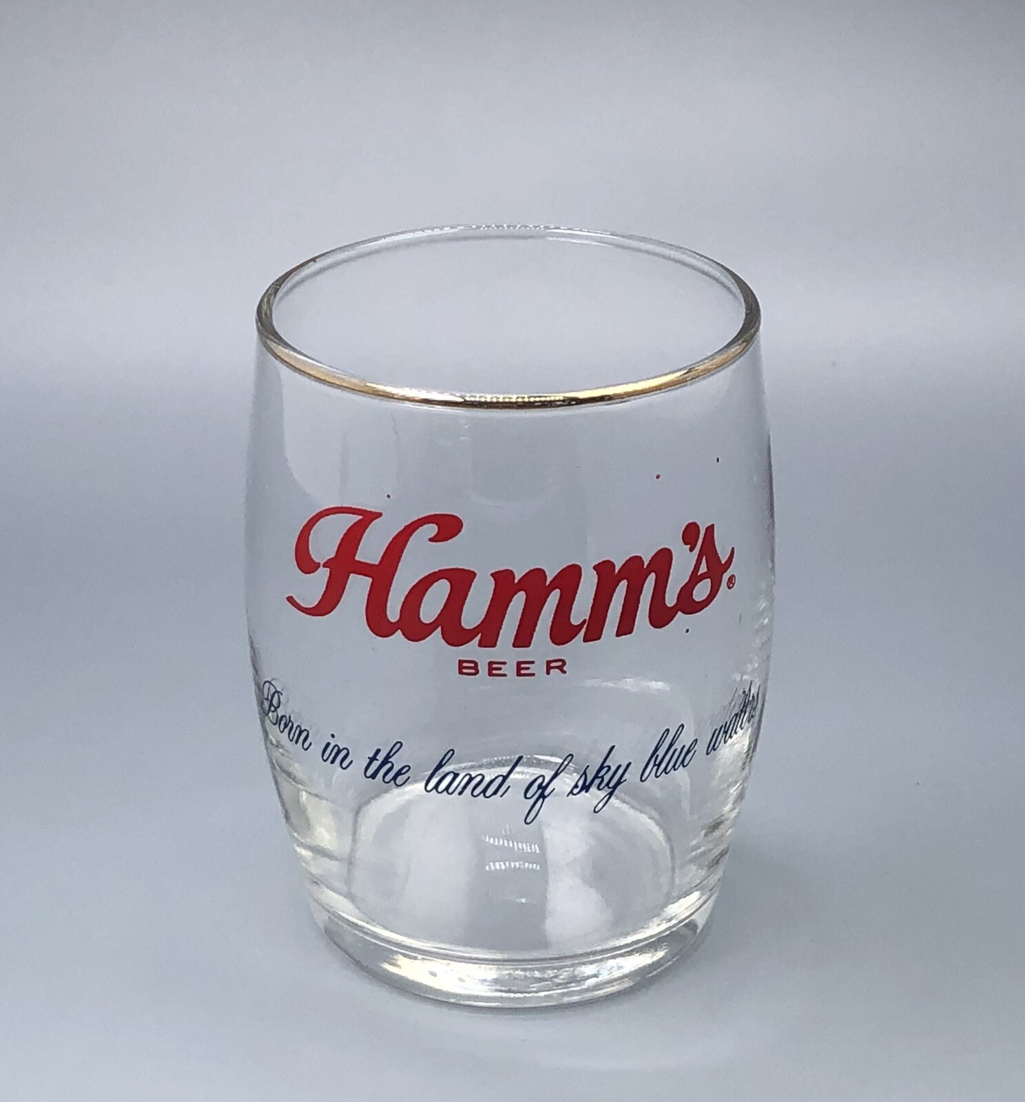 Hamms Beer Barrel Glass / Vtg Tavern Bar Advertising / Man Cave Barware Decor