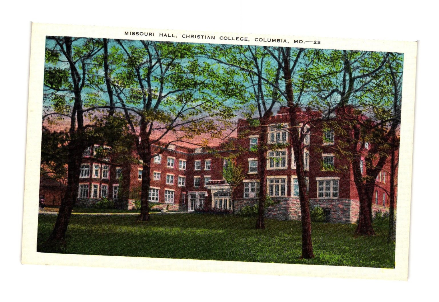 Vintage Missouri Hall Christian College Columbia MO E.C. Kropp Postcard