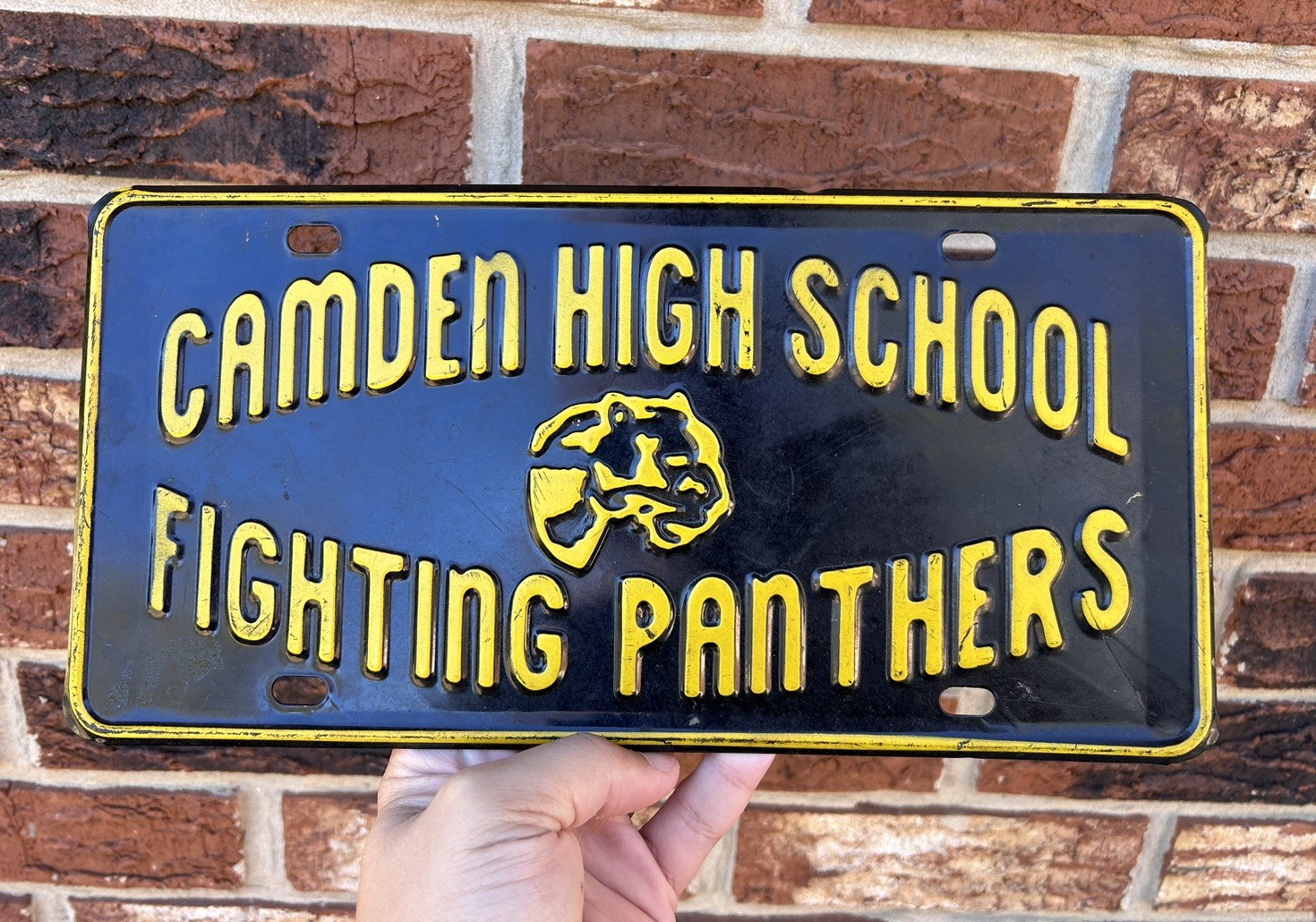 Rare vintage CAMDEN HIGH SCHOOL-FIGHTING PANTHERS Arkansas booster license plate