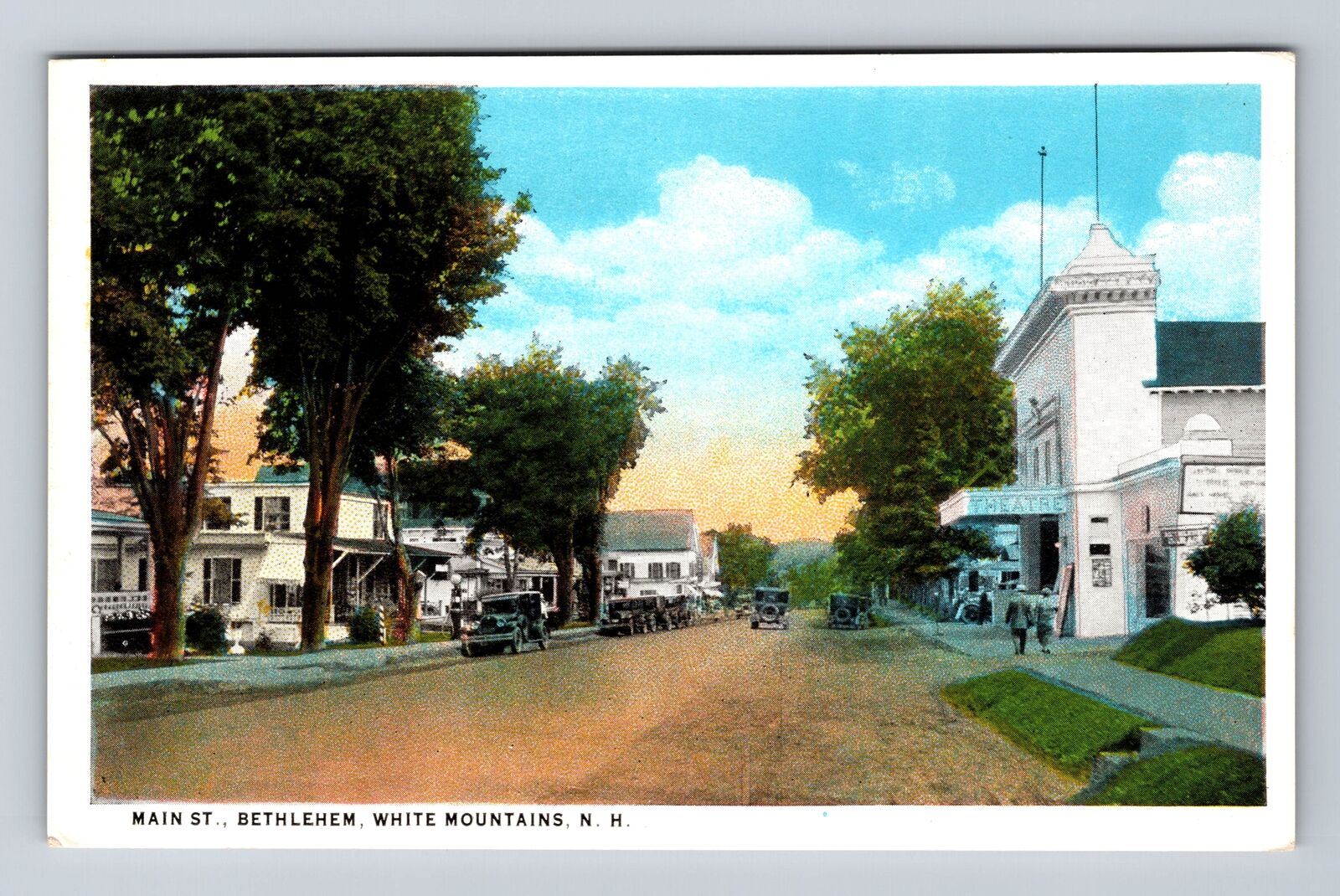 White Mountains NH-New Hampshire, Main Street, Advertising, Vintage Postcard