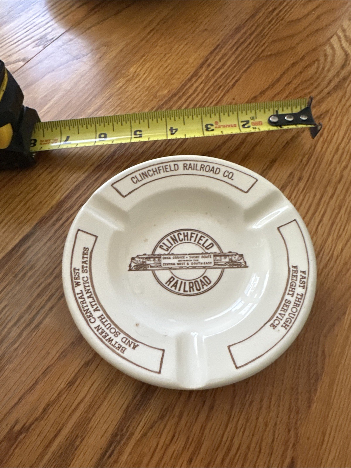 Vintage Clinchfield Railroad Ashtray 5 1/2” Central West & South Atlantic States