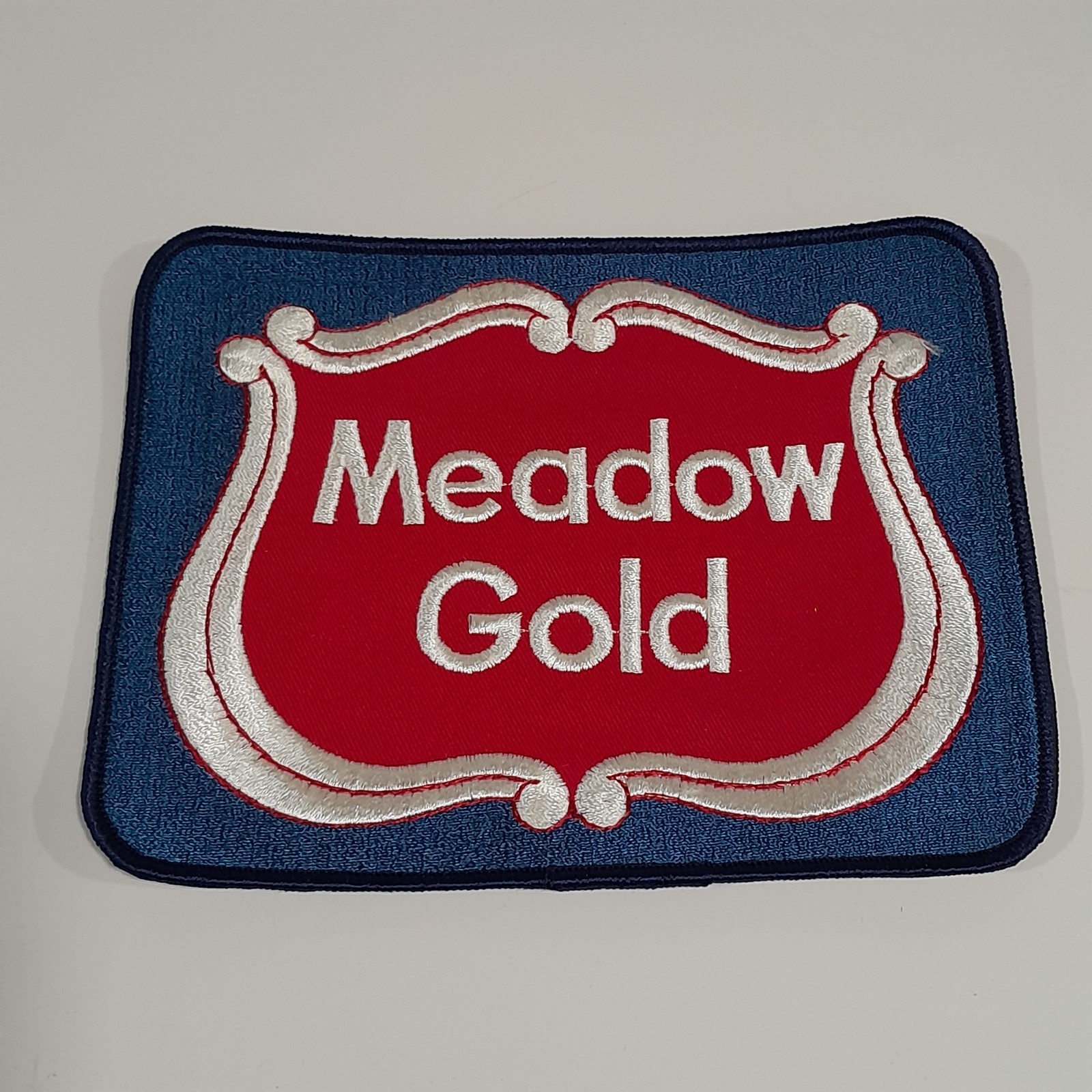 Vintage Meadow Gold Dairy Embroidered Uniform Patch 7.25x5.75 Advertising NOS