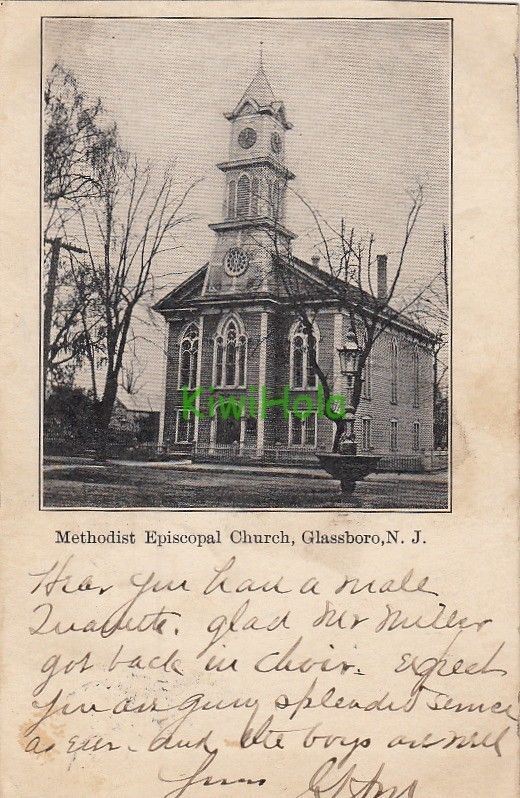 Postcard Methodist Episcopal Church Glassboro NJ New Jersey 1908