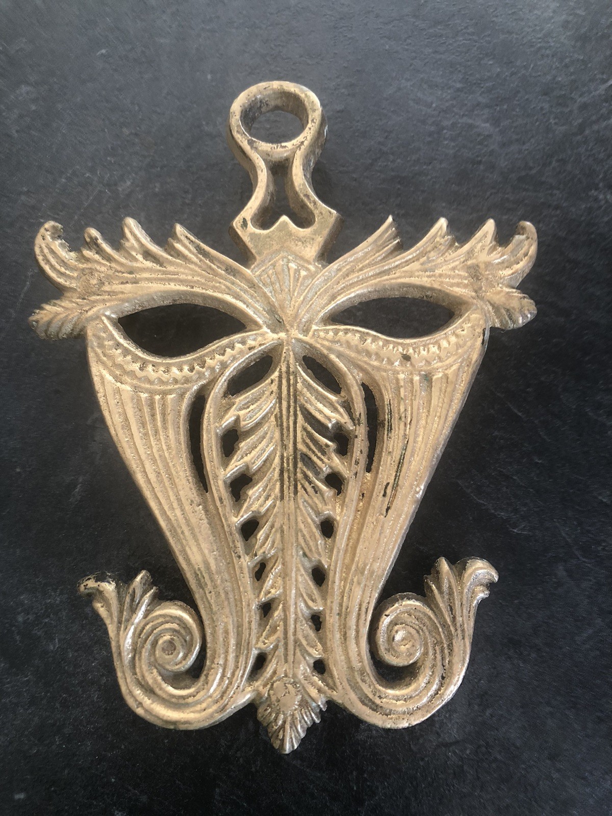 Beautiful Vintage Solid Brass Trivet With Lovely Patina Functional Decoration