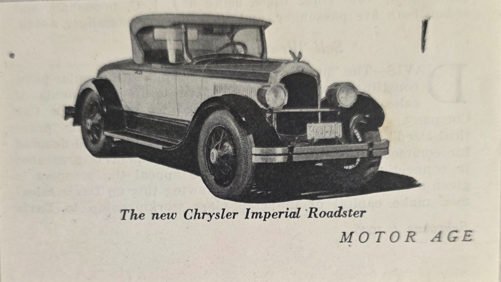 1926 Magazine Photo The New 1926 Chrysler Imperial Roadster 2-Tone