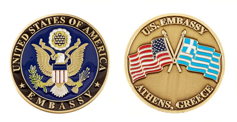 NEW Challenge Coin Company US Embassy Athens Greece Challenge Coin 1.75