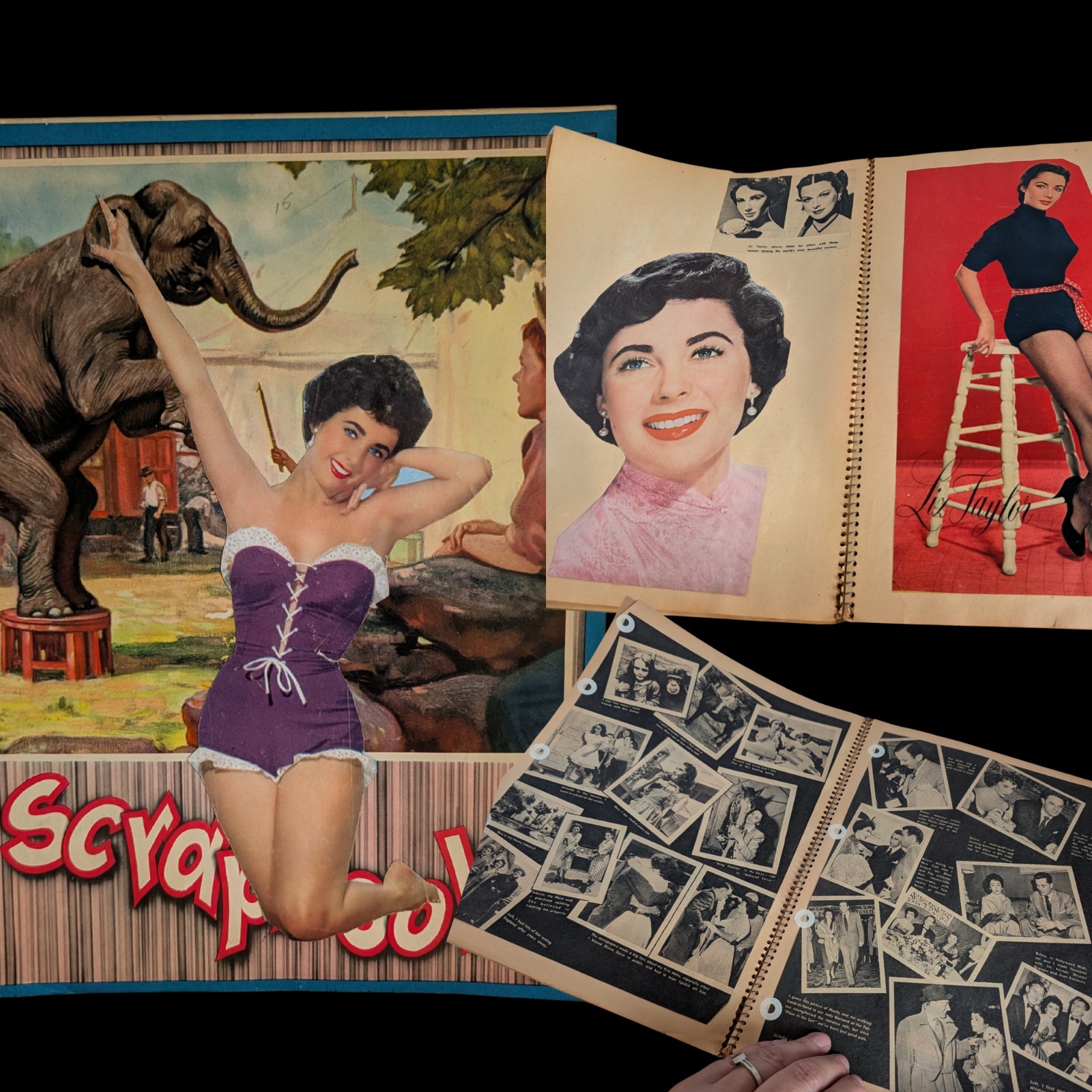 Vintage Mid Century Scrapbook Old Hollywood Elizabeth Taylor Clippings Etc