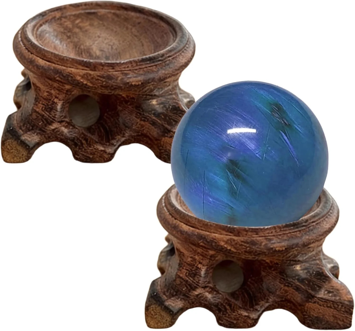 2Pcs Crystal Ball Stand Wooden Decorative Sphere Holder Base for Quartz Snow Glo
