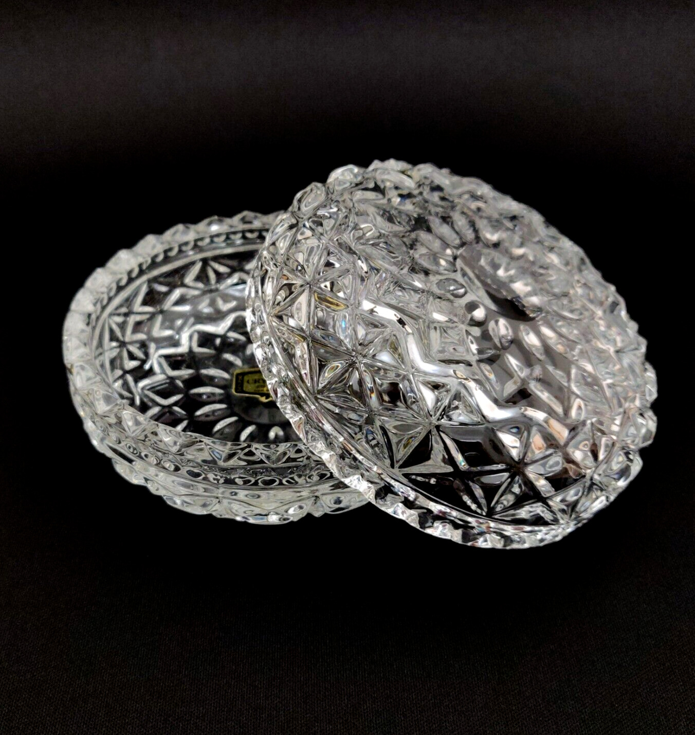 Vintage Zajecar 24% Lead Crystal Trinket Bowl with Lid 3 3/4\