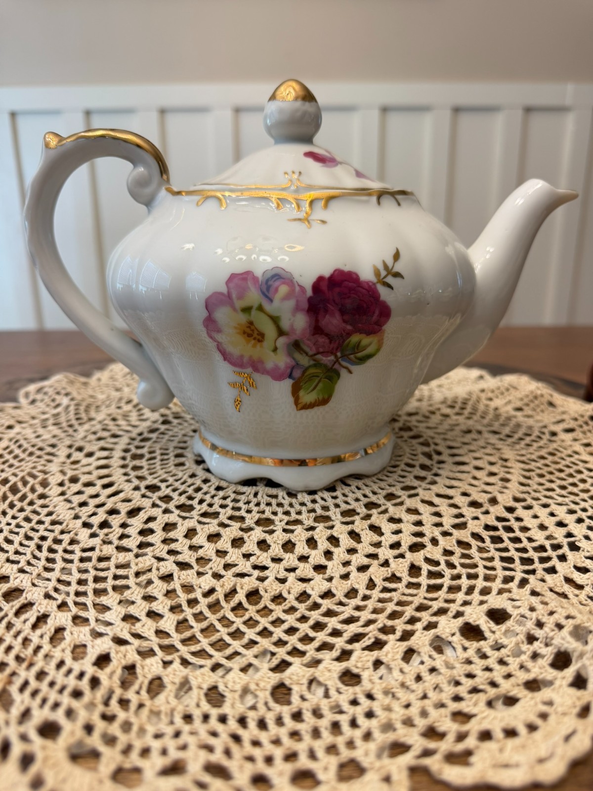 Vintage, 1950s, Porcelain Tilso Musical Floral Teapot Japan, Plays Tea for Two