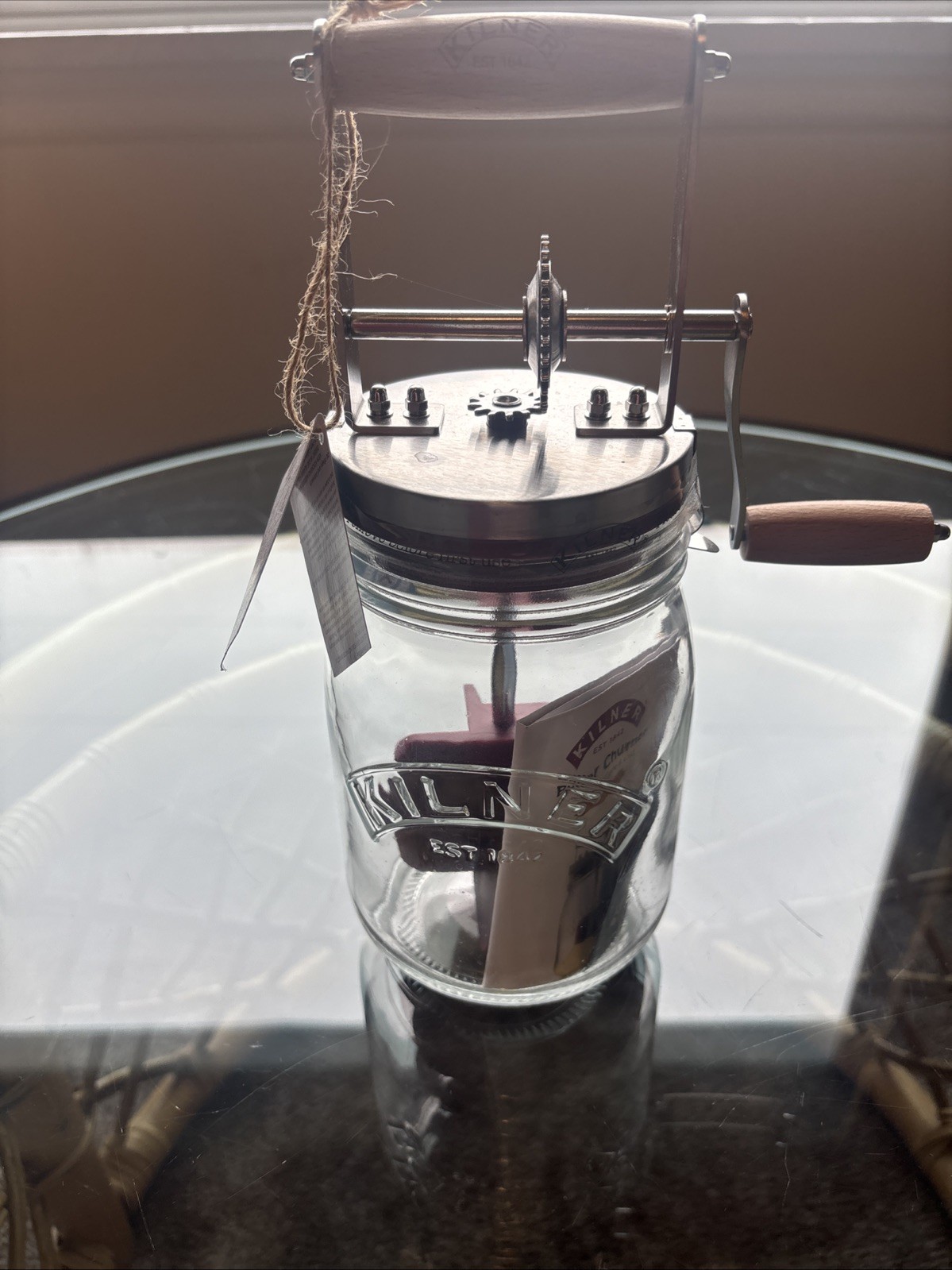Kilner Manual Butter Churn Lid W/ Red Paddle Handle Kilner Manual Butter Churn Lid W/ Red Paddle Handle