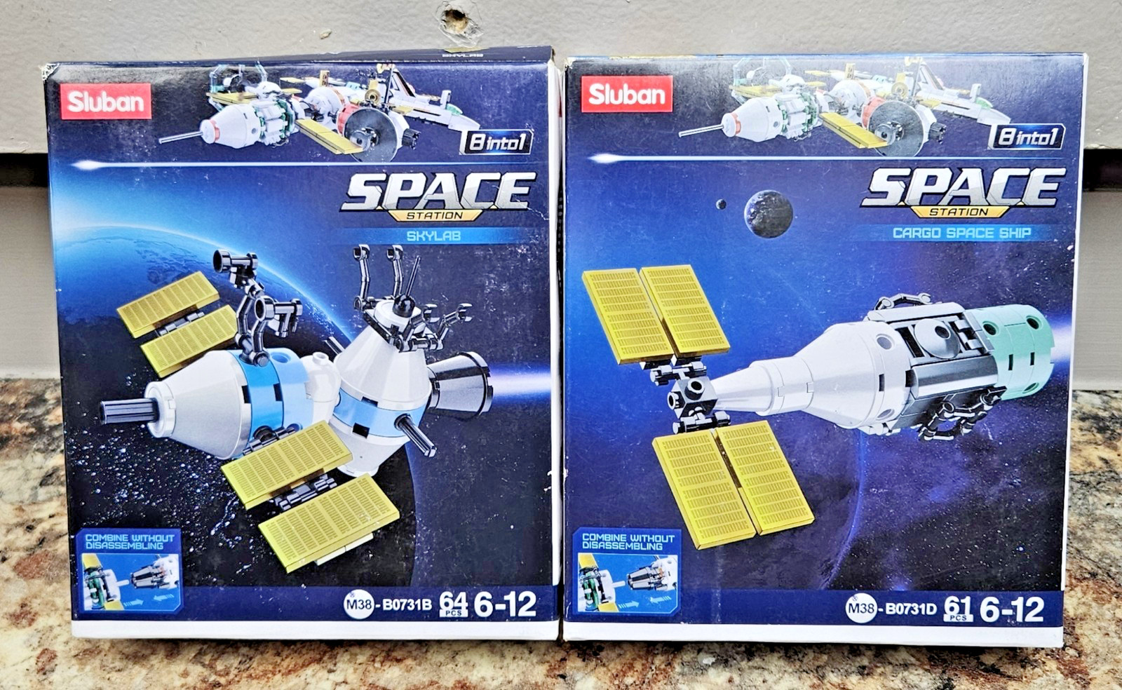 2 Sluban 8 Into 1 Space Station Cargo Space Ship M38-B0731B &D, Skylab Kits 2 Sluban 8 Into 1 Space Station Cargo Space Ship M38-B0731B &D, Skylab Kits