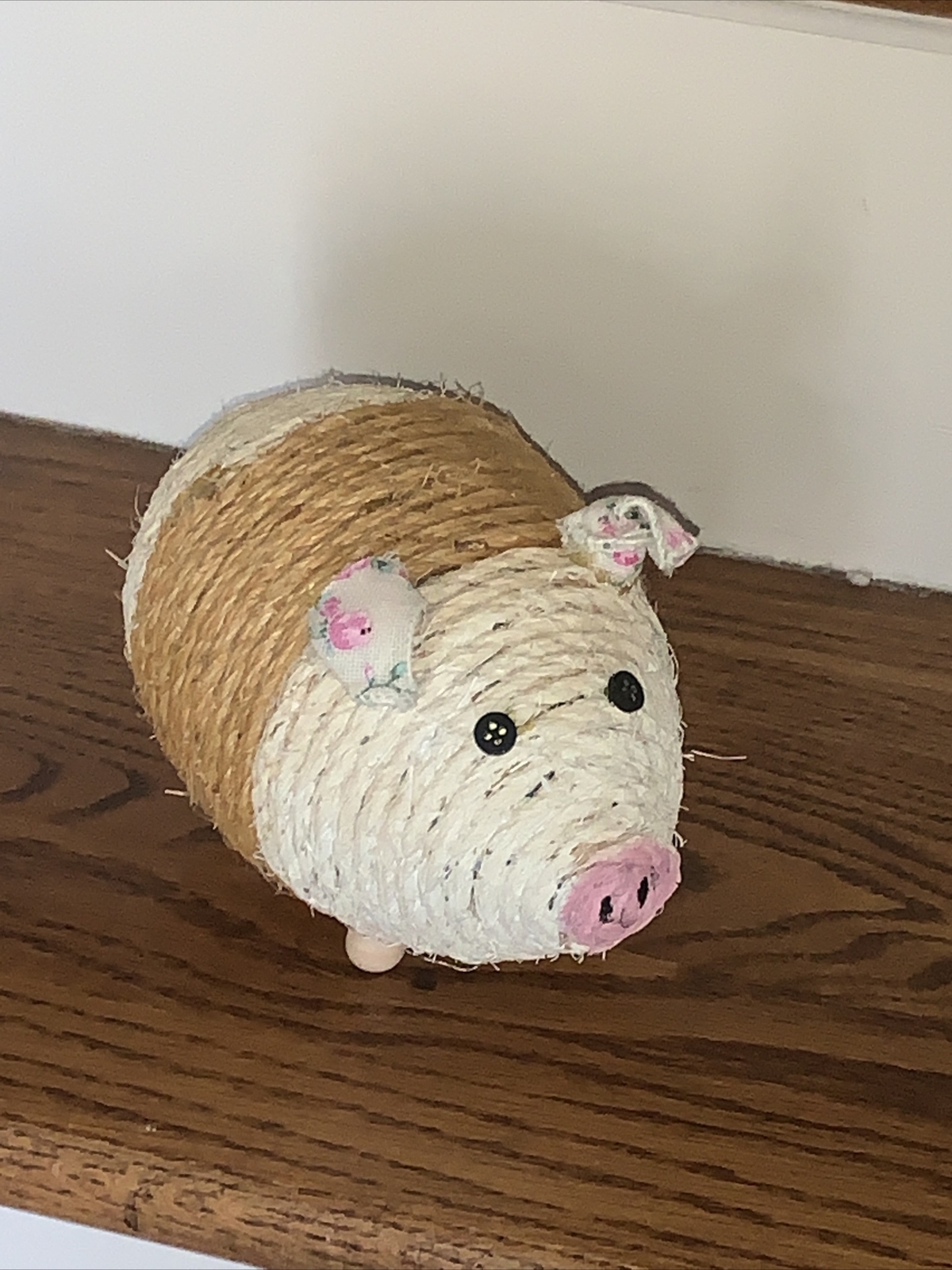 Porky Petunia Wilbur PIG PIGGY Twine Rope Figurine 7 inches NEW nwot 💗#5