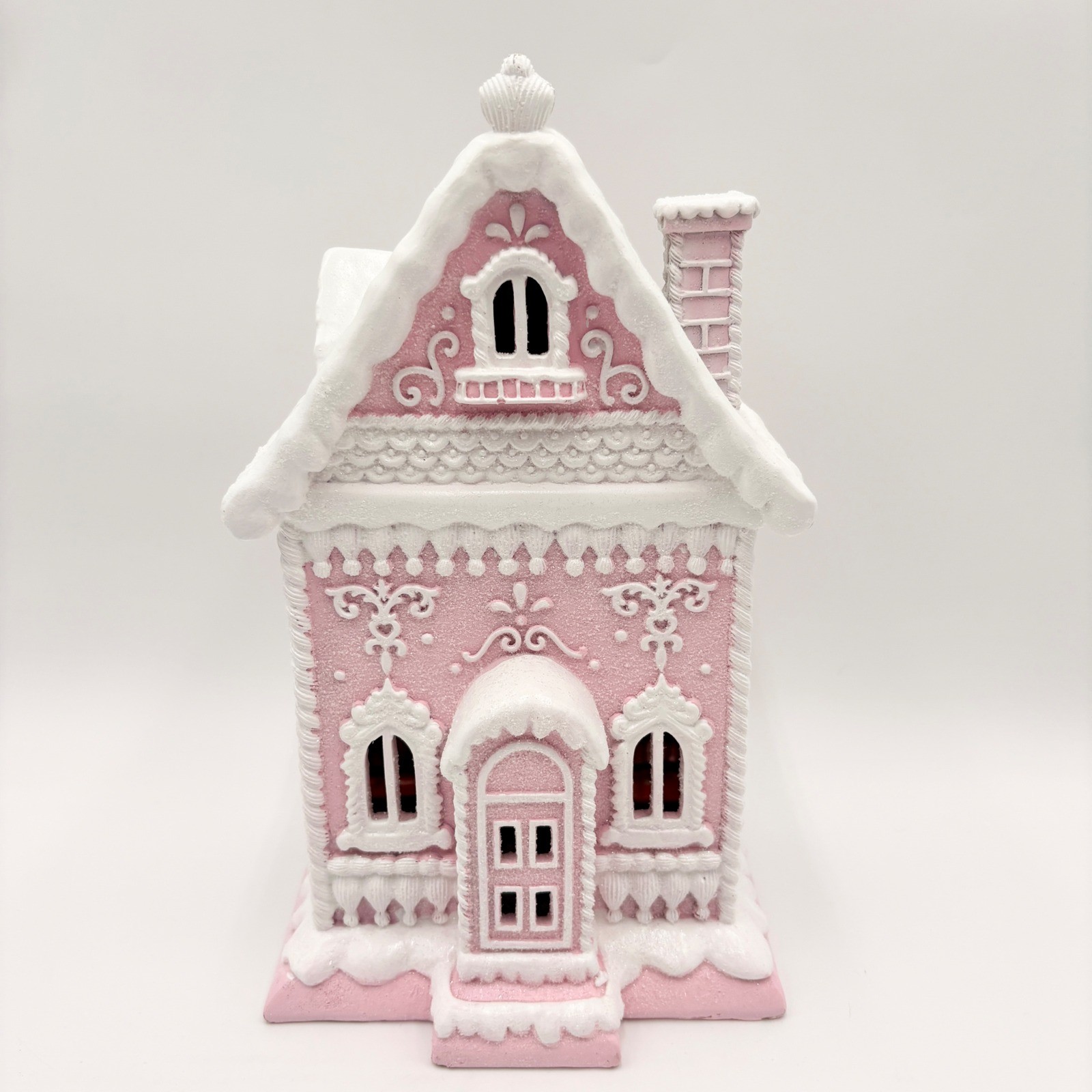 Gingerbread Cheer Pink LED Lighted Gingerbread House Christmas Decor Figurine