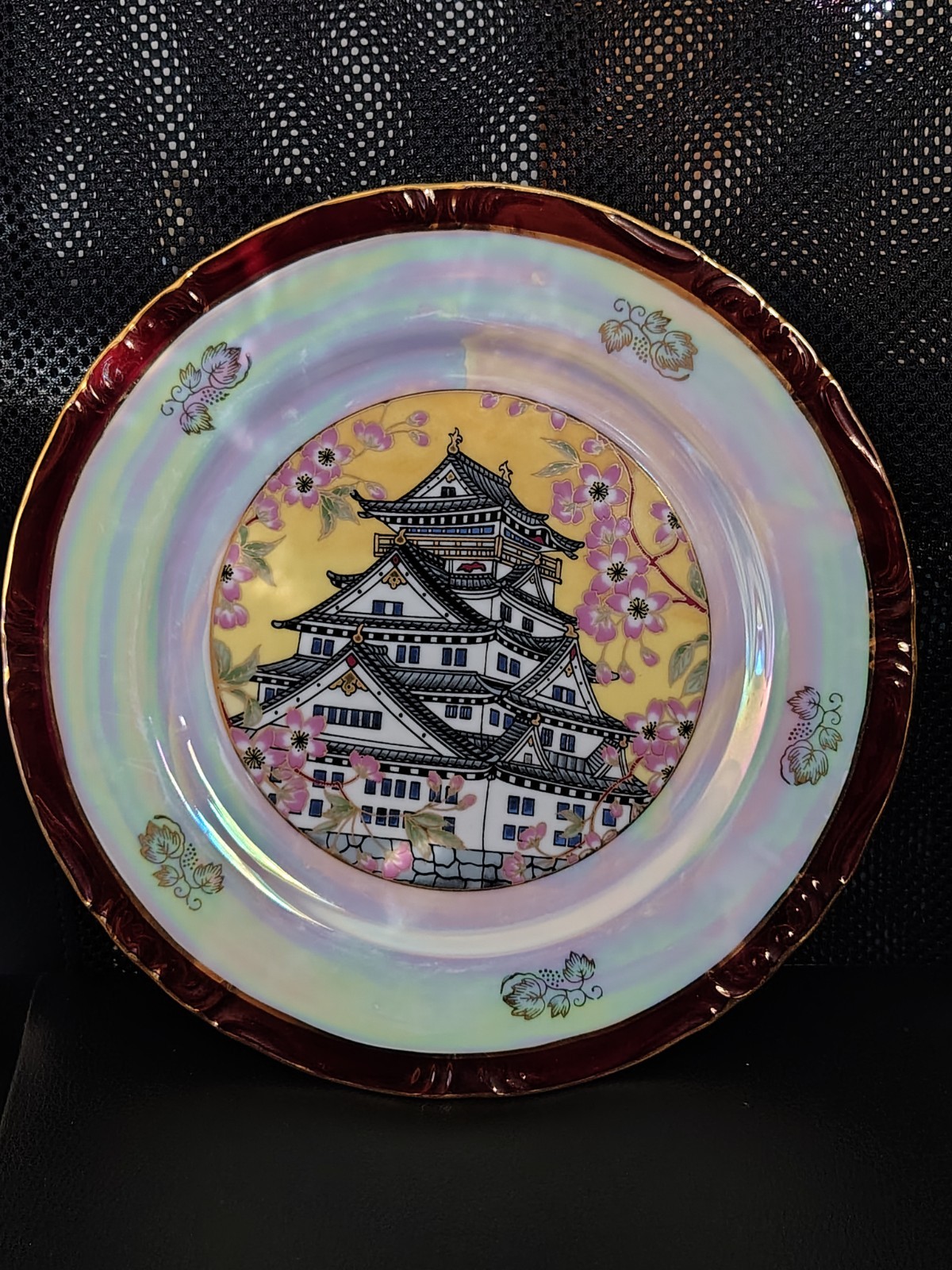Vintage Royal China Japan Hand Painted Castle  Lusterware Plate 10\