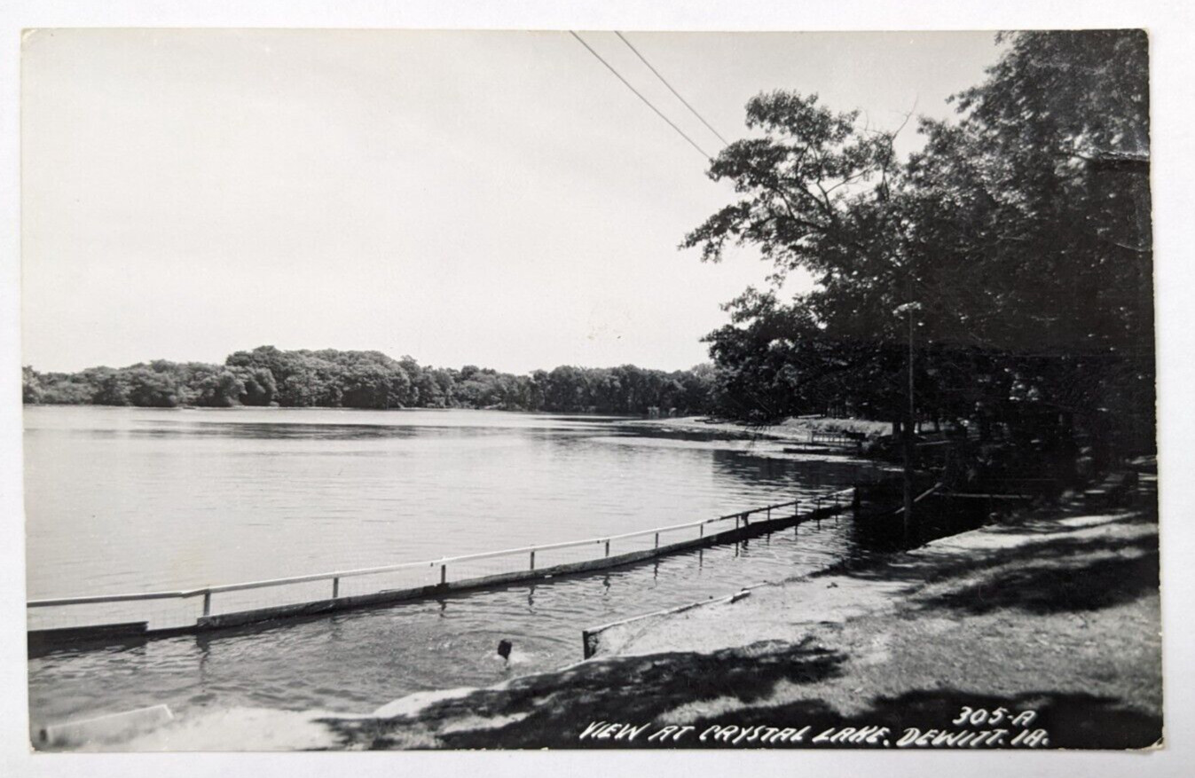 View at Crystal Lake Dewitt Iowa Vintage RPPC Real Photo Postcard LL Cook Co. I1