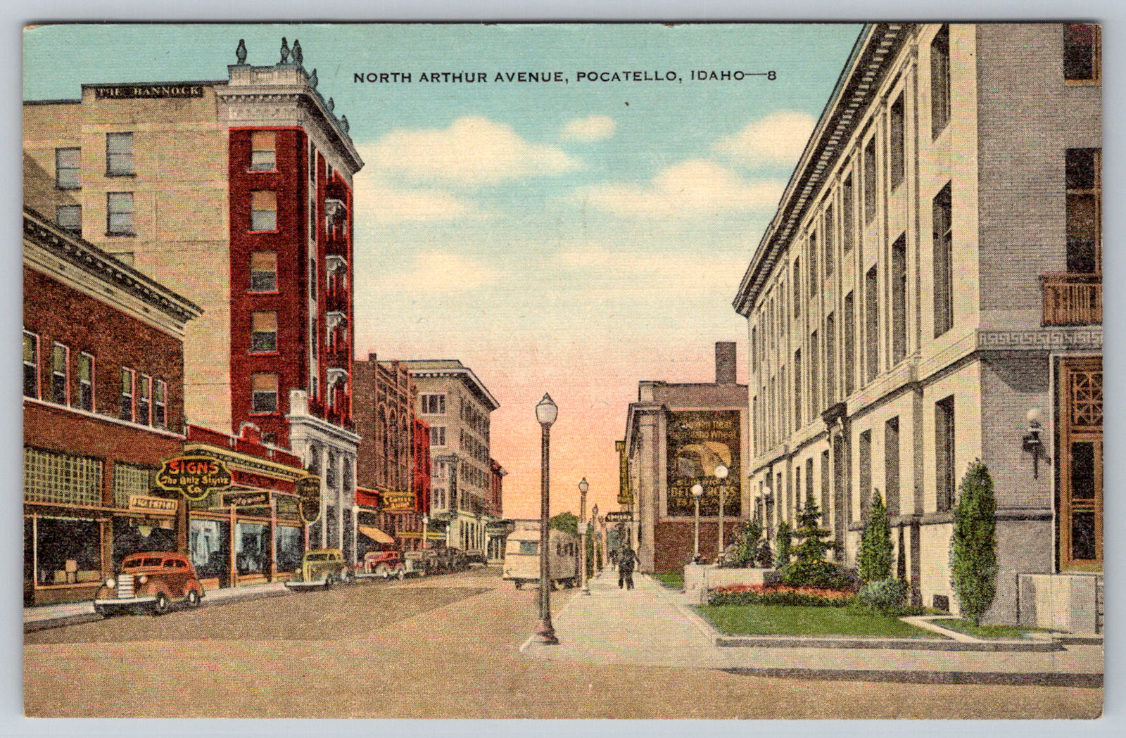 c1940s North Arthur Avenue Pocatello Idaho Street View Postcard