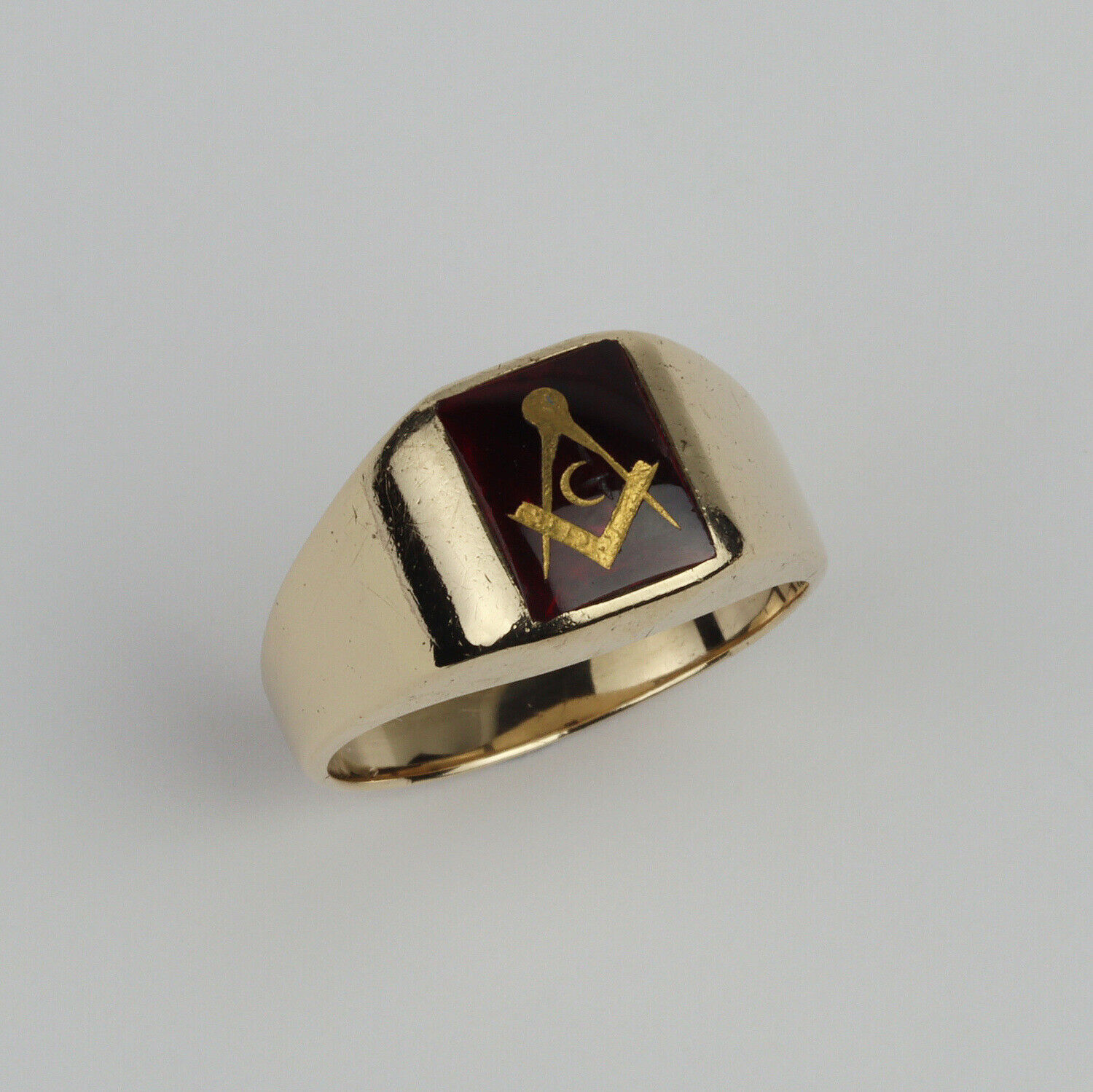 Vintage 10k Yellow Gold Men's Freemason Masonic Ring Size 9.75