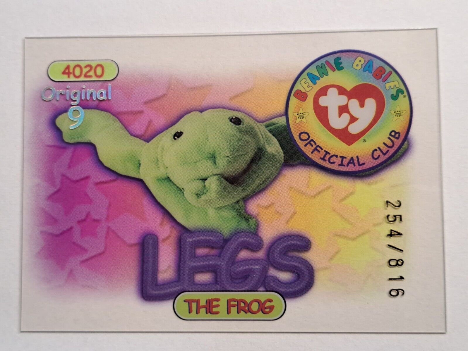 TY Beanie Baby Trading Card, Original 9, Legs Silver # 254/816 (Rare)
