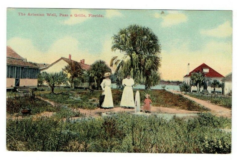 The Artesian Well Pass-a-Grille Florida FL Postcard Houses Unposted Divided Back