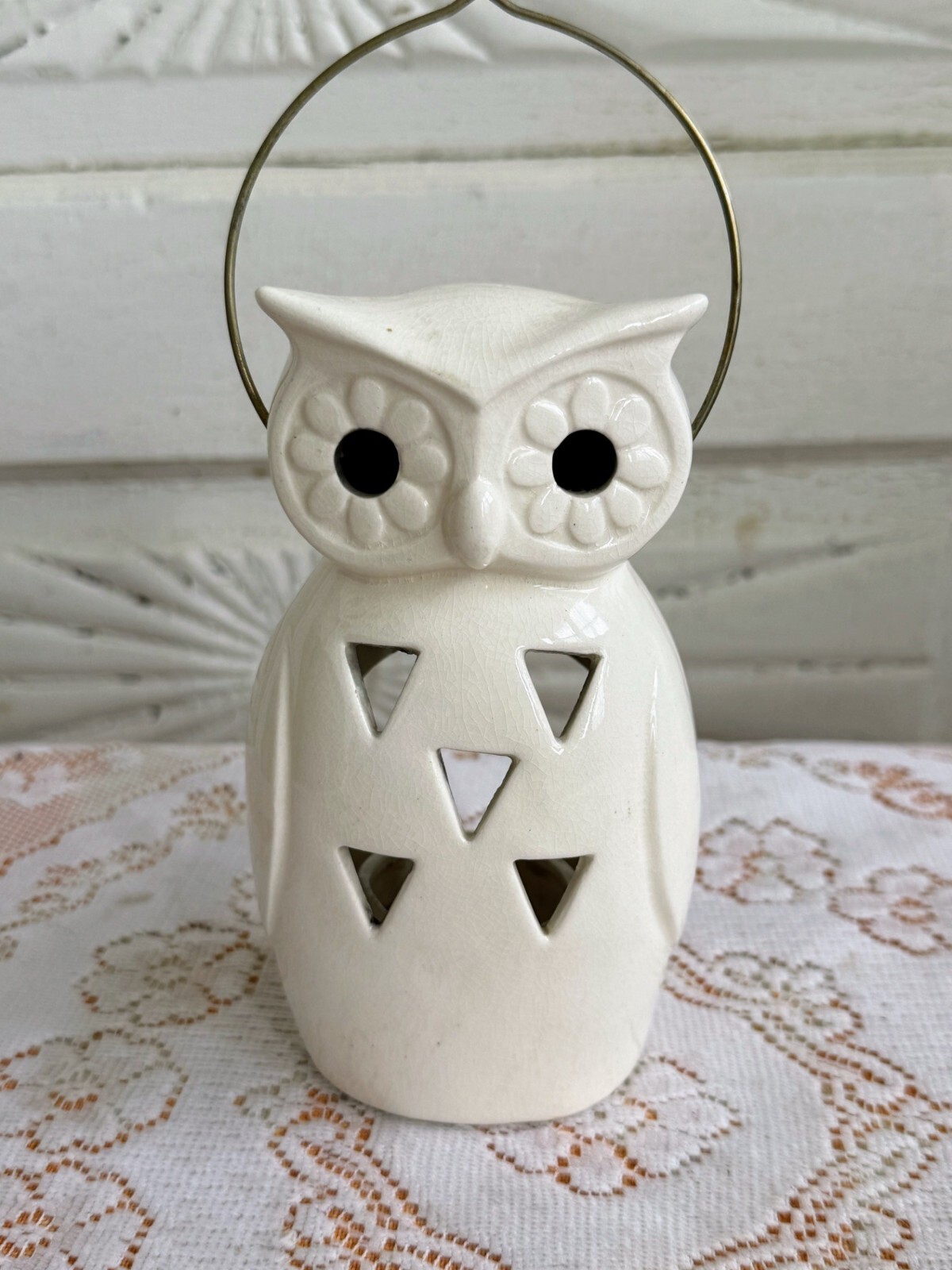 Vintage 1970s Lego Japan White Owl Hanging Tea Light Candle Holder Vintage 1970s Lego Japan White Owl Hanging Tea Light Candle Holder