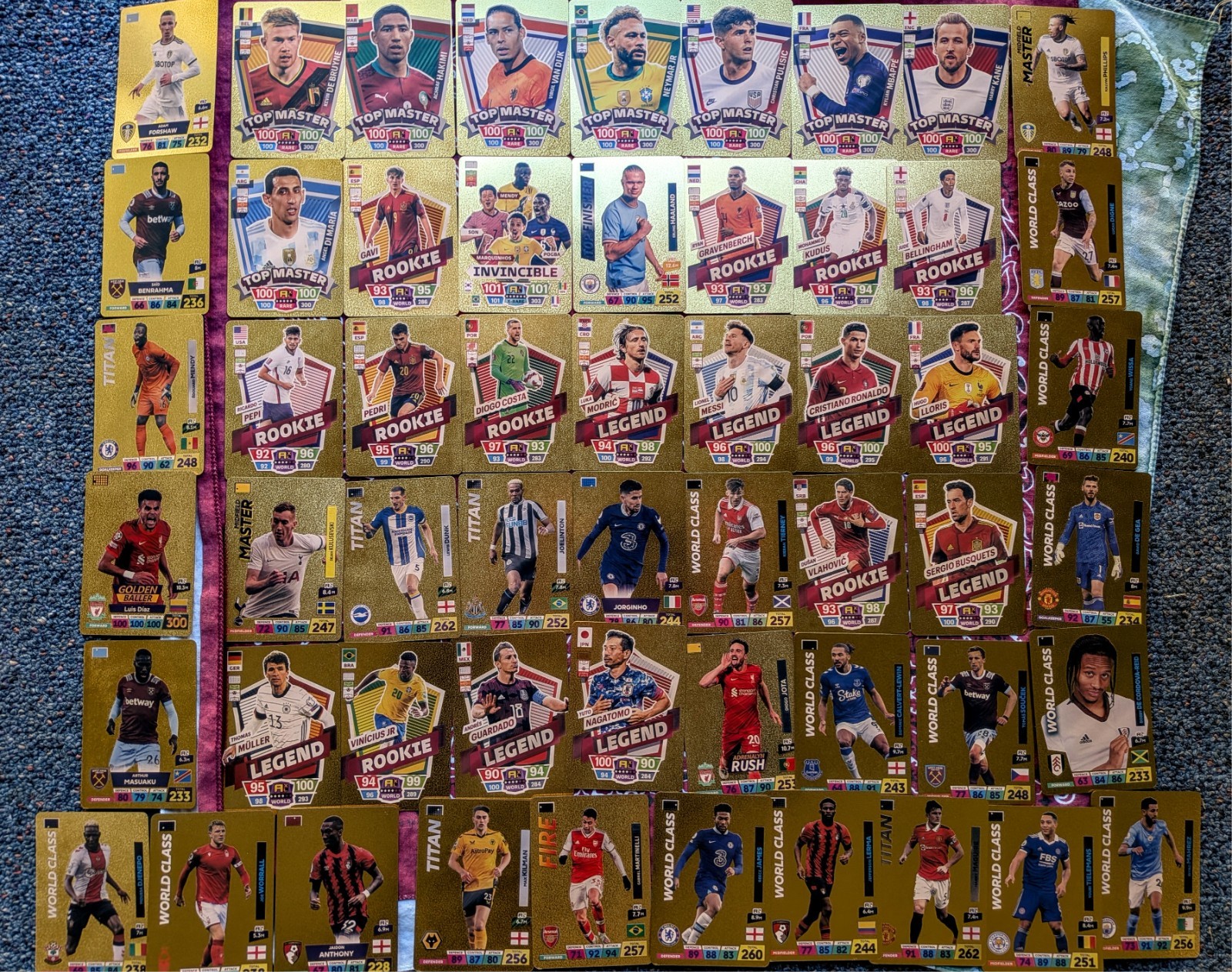 55 pc World Football Stars Player Card Set Gold Foil edition Collectable Cards 55 pc World Football Stars Player Card Set Gold Foil edition Collectable Cards