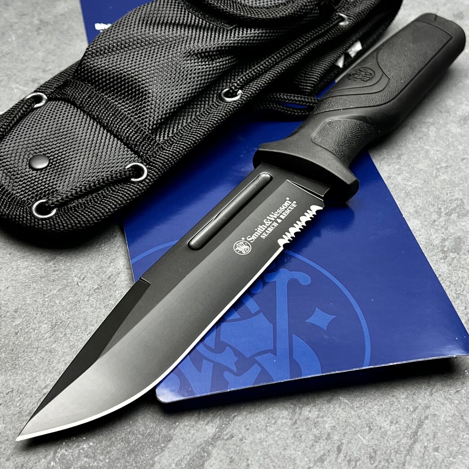 Smith & Wesson Large Search Rescue Tactical Black Fixed Blade Sheath Sharpener