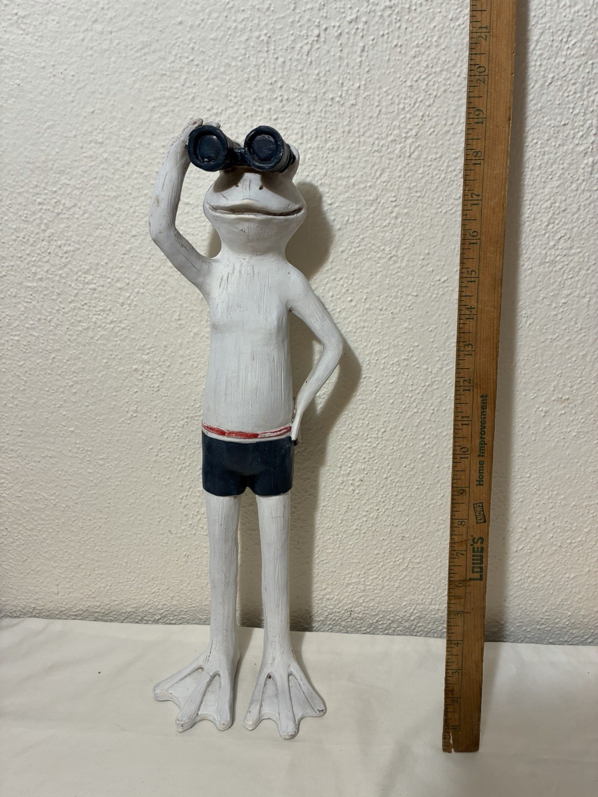 Vintage Resin Frog Figurine Binoculars Beach Swimwear 19” Tall